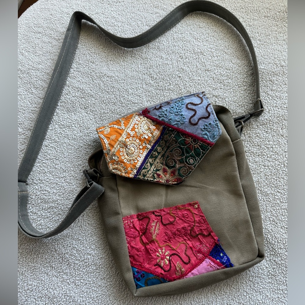 Vintage boho style crossbody bag